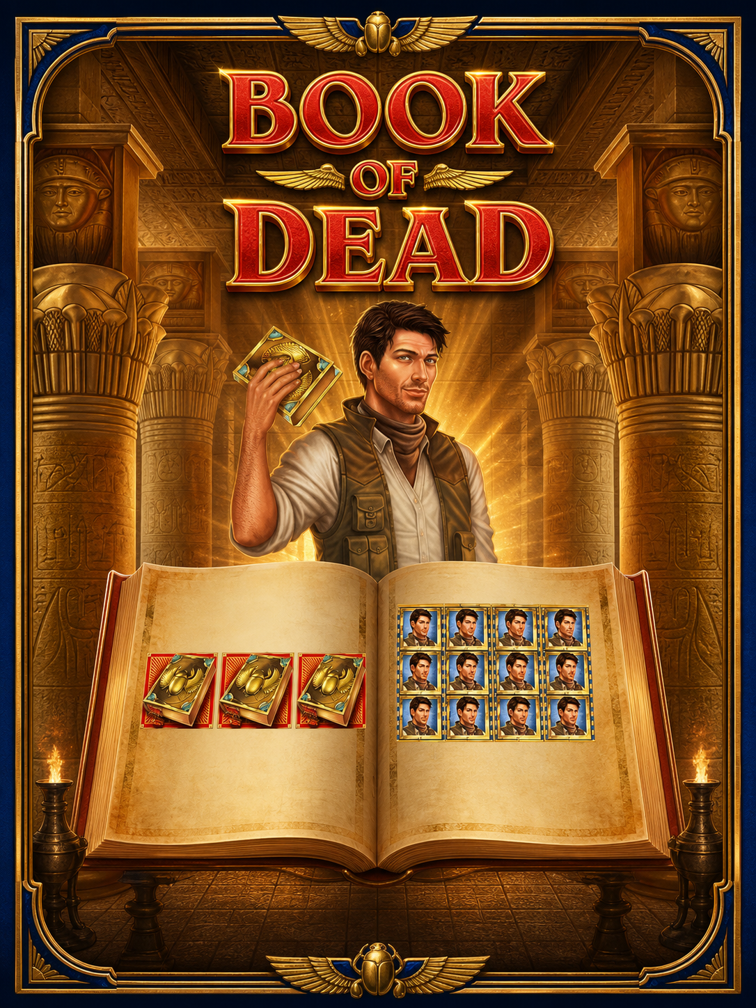 Book of Dead Screenshot - Rich Wilde im ägyptischen Tempel mit Book-of-Dead-Symbol